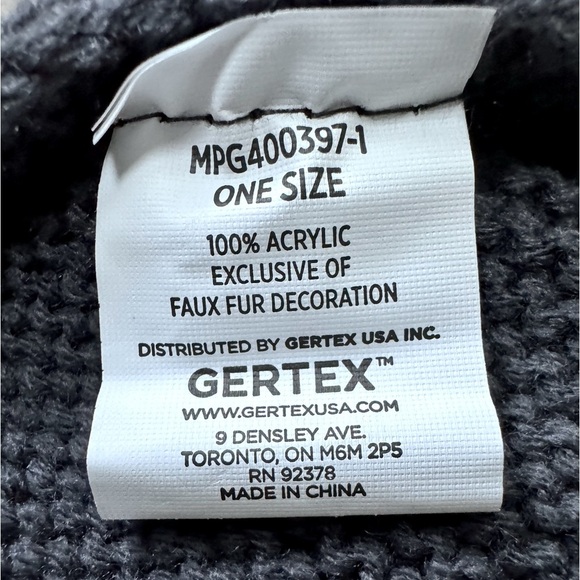 Gortex Charcoal Knit Beanie with faux Fur Pop-Pom. 100% Acrylic. MPG4003971. - Picture 6 of 7